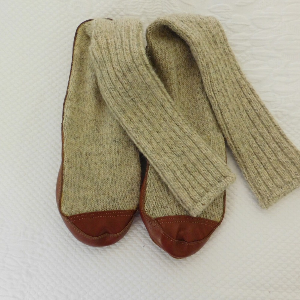 Ragg Rag Wool Slipper Socks Wool Blend Leather soles W 11 - 12 Mens 10